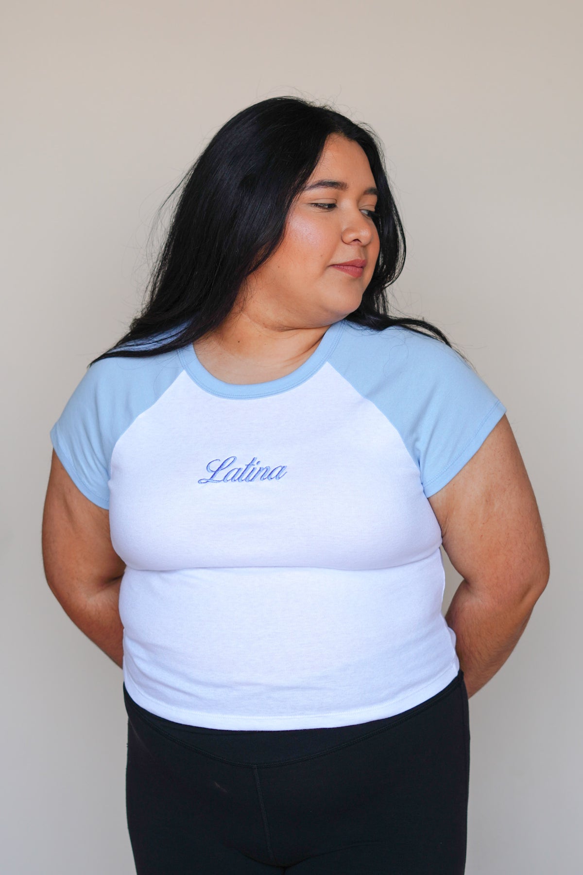 'Latina' Baby Blue Rib Baby Tee