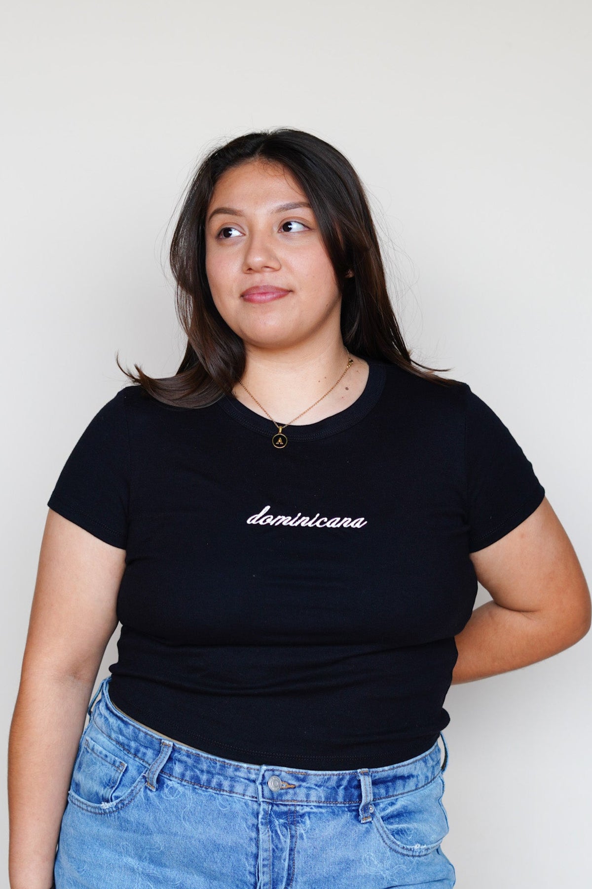 'Dominicana' Black Rib Baby Tee