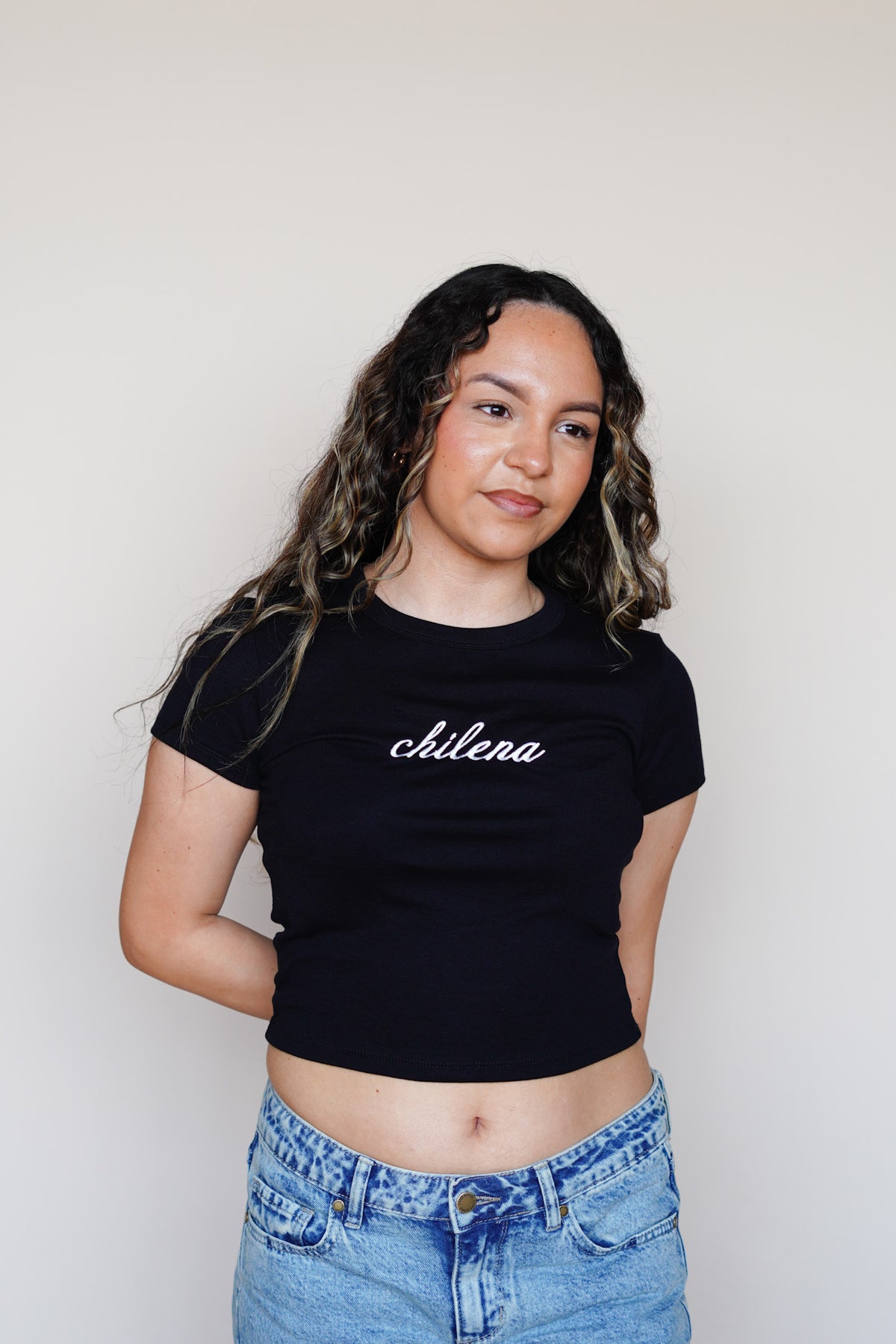 'Chilena' Black Rib Baby Tee