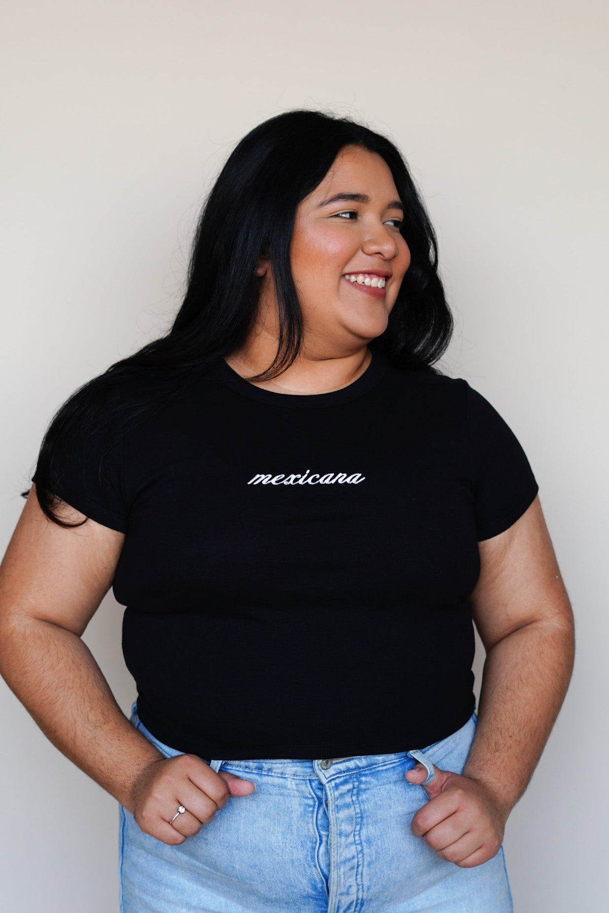 'Mexicana' Black Rib Baby Tee