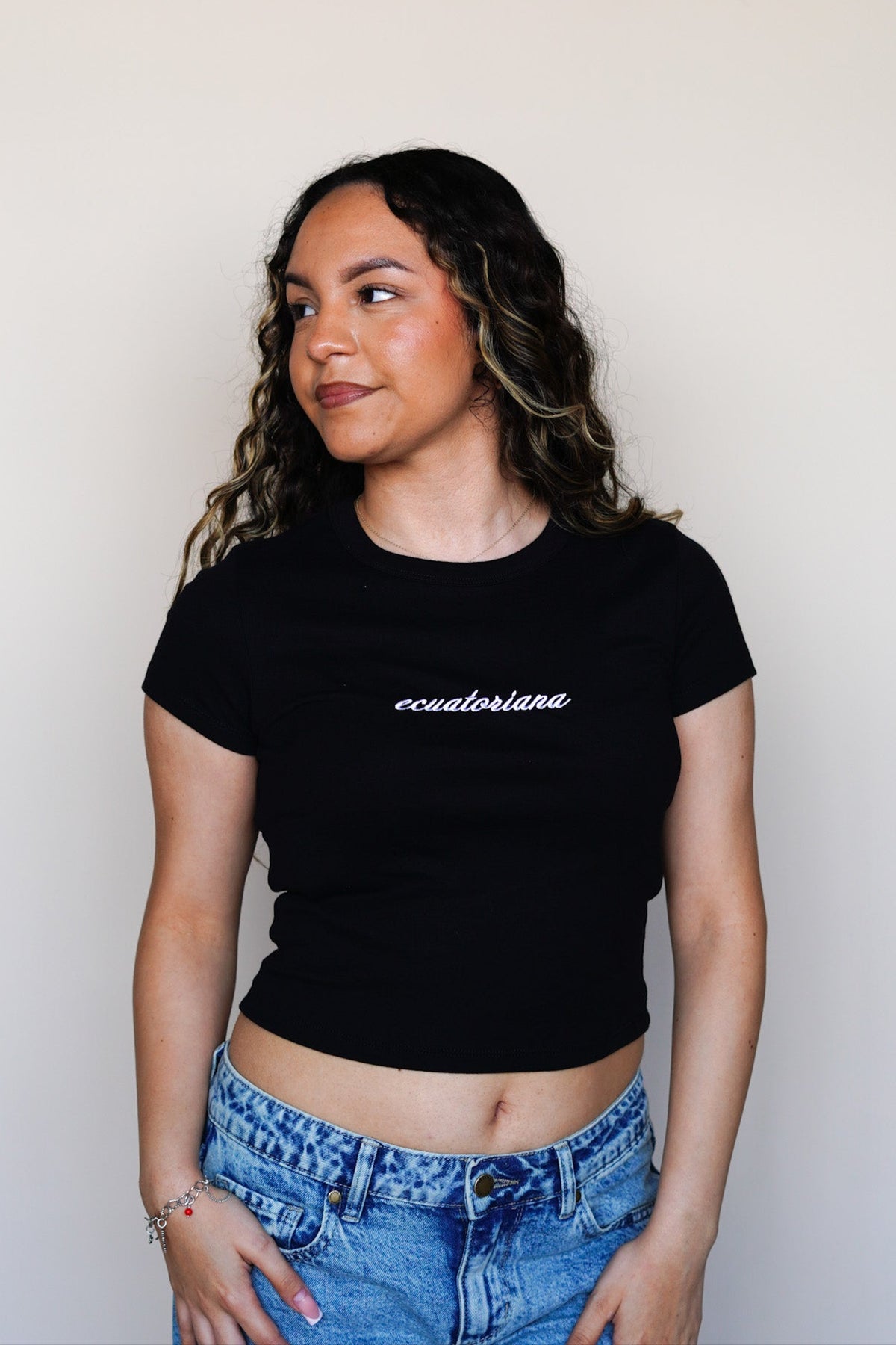 'Ecuatoriana' Black Rib Baby Tee