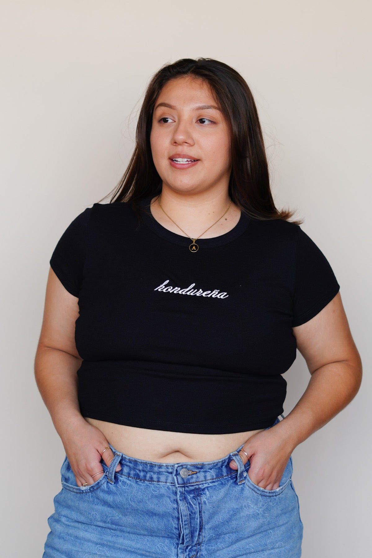 'Hondureña' Black Rib Baby Tee