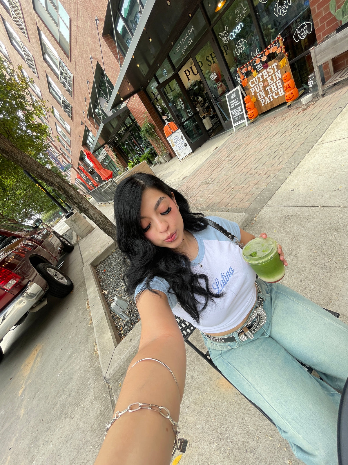 'Latina' Baby Blue Rib Baby Tee
