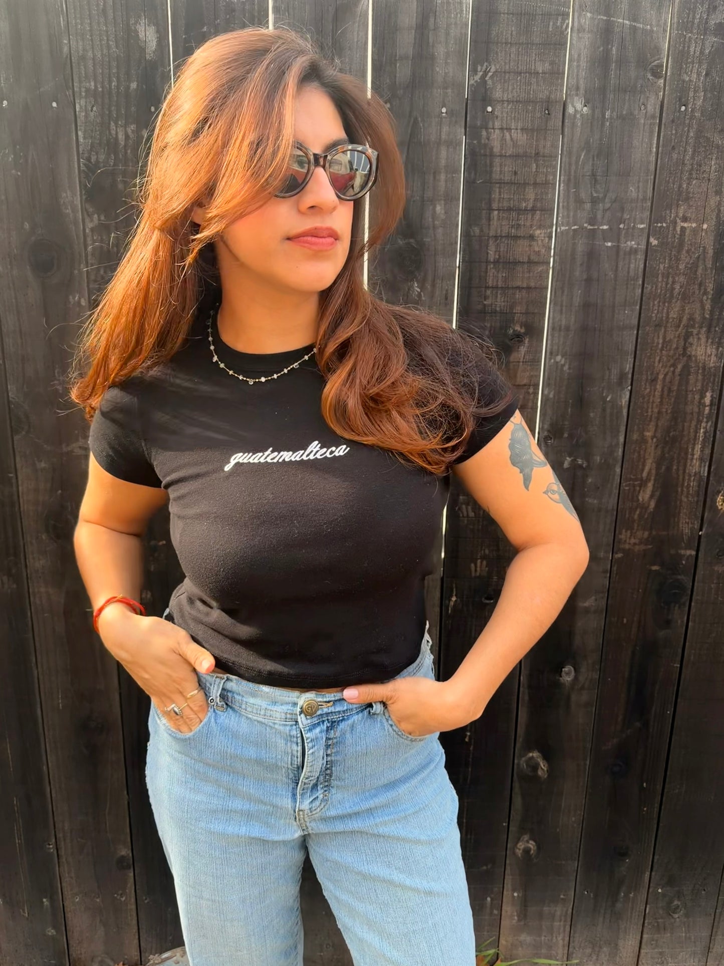 'Guatemalteca' Black Rib Baby Tee