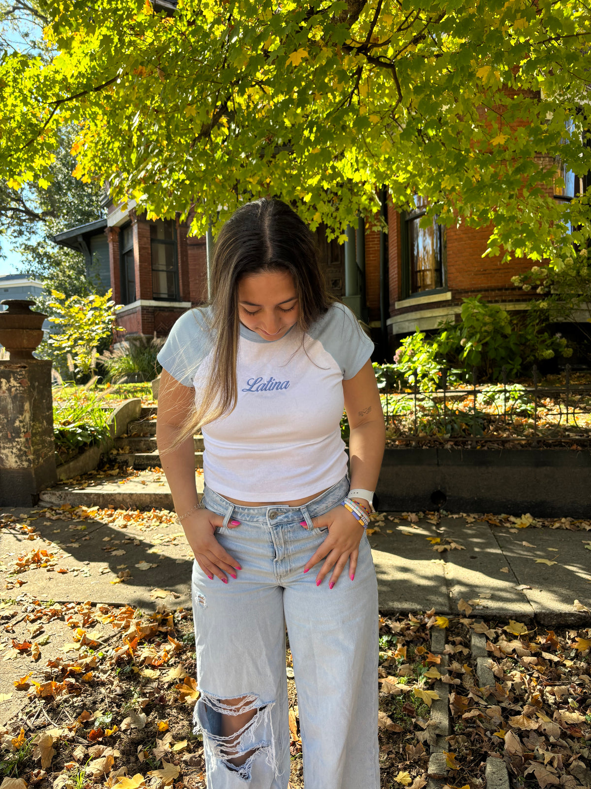 'Latina' Baby Blue Rib Baby Tee