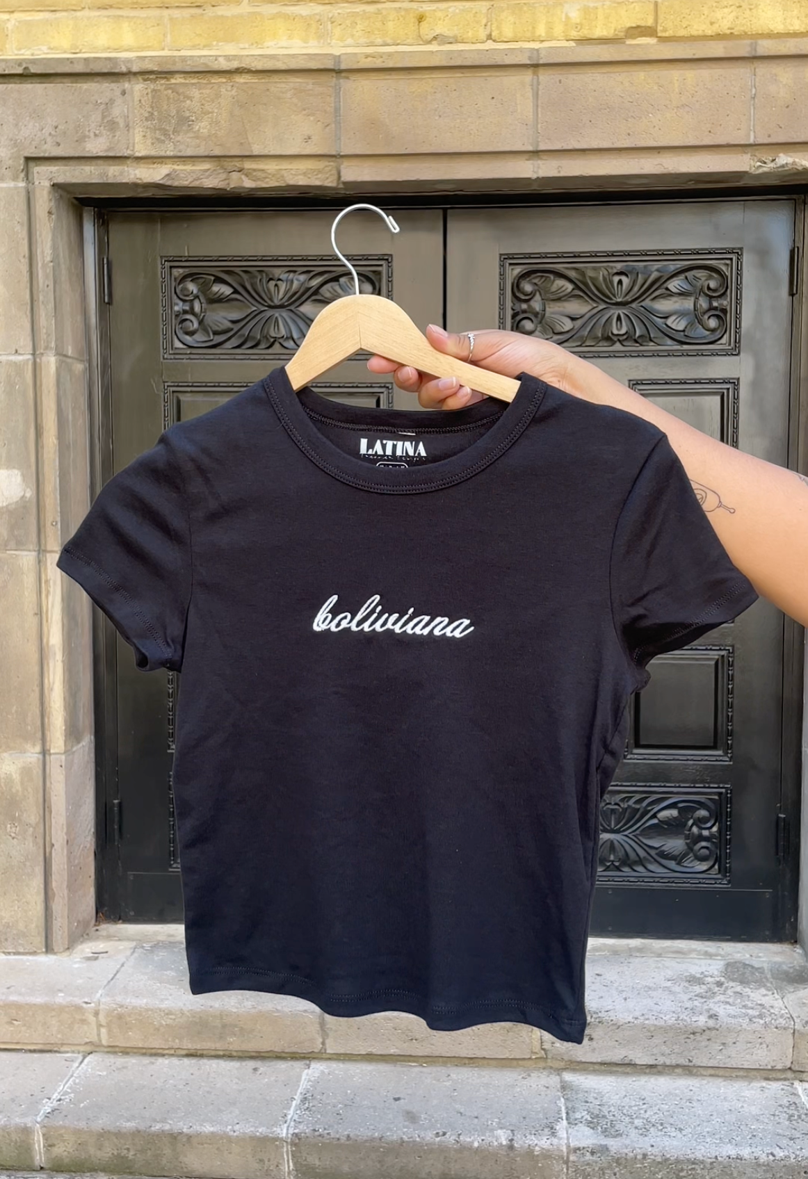 'Boliviana' Embroidered Rib Baby Tee