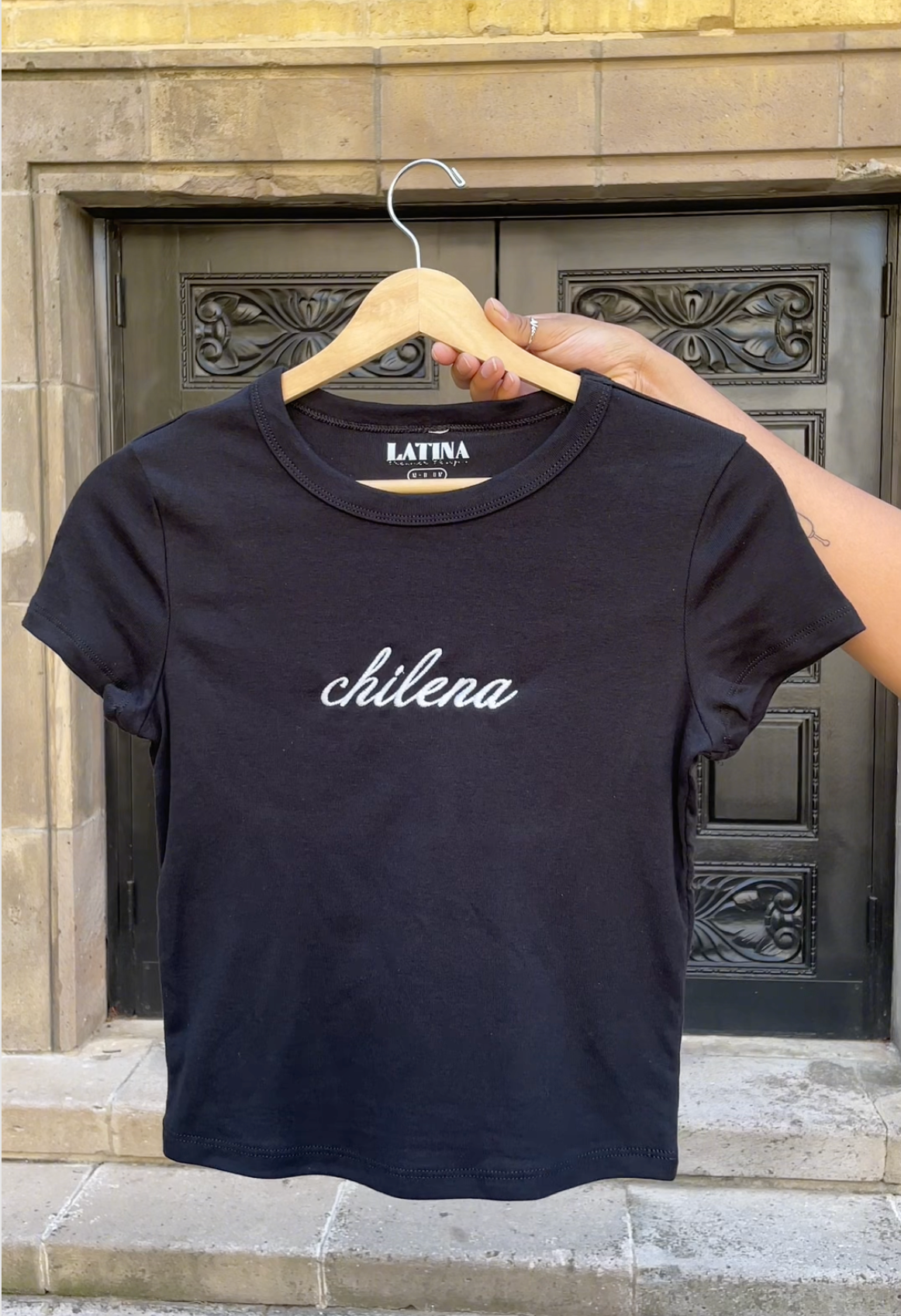 'Chilena' Embroidered Rib Baby Tee
