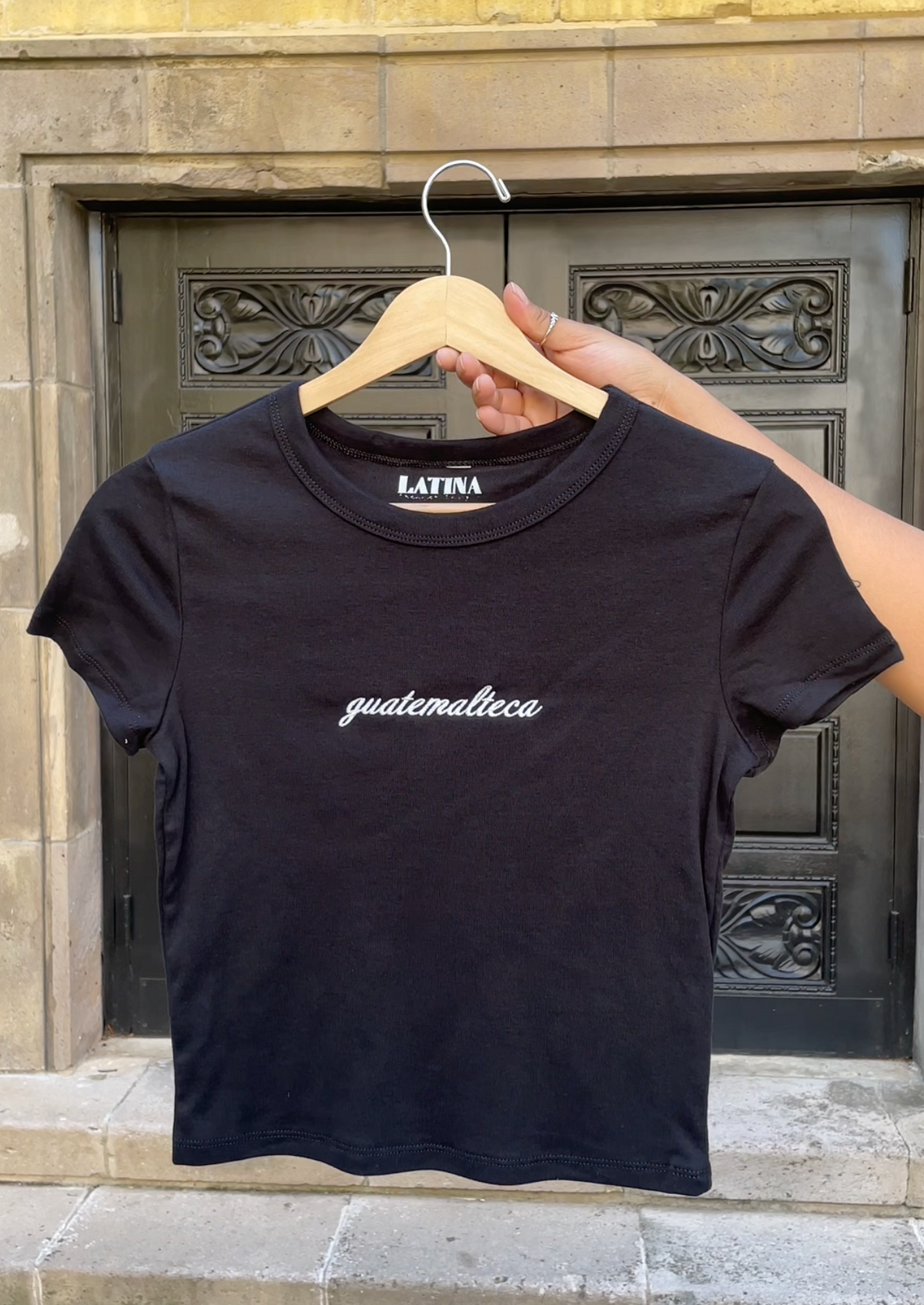 'Guatemalteca' Black Rib Baby Tee