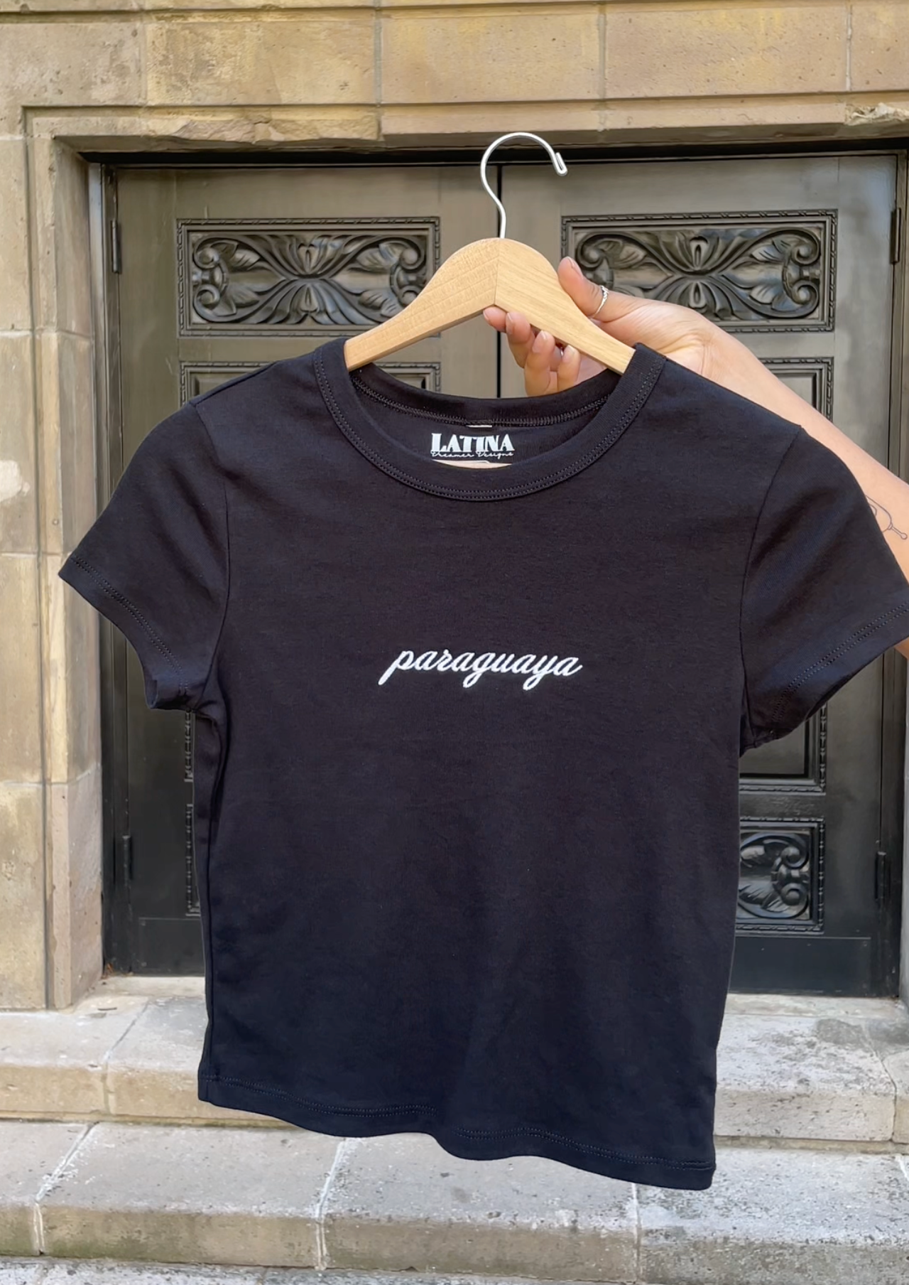 'Paraguaya' Embroidered Rib Baby Tee