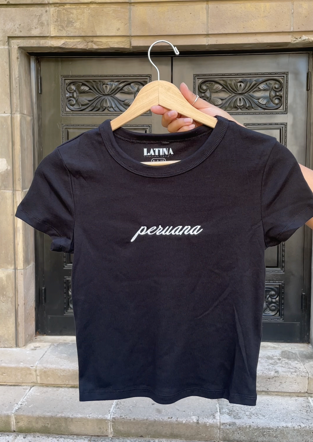 'Peruana' Embroidered Rib Baby Tee