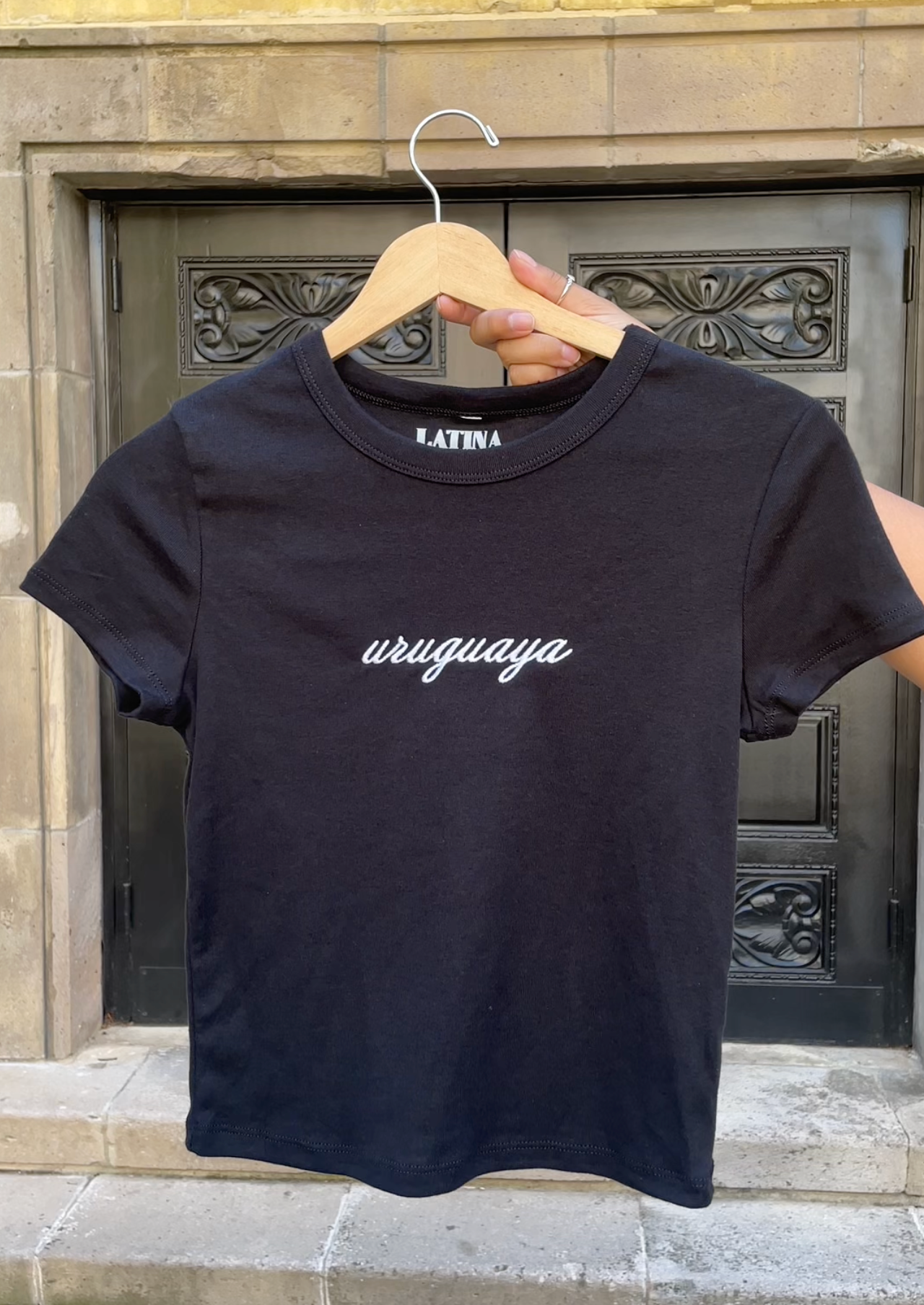 'Uruguaya' Embroidered Rib Baby Tee