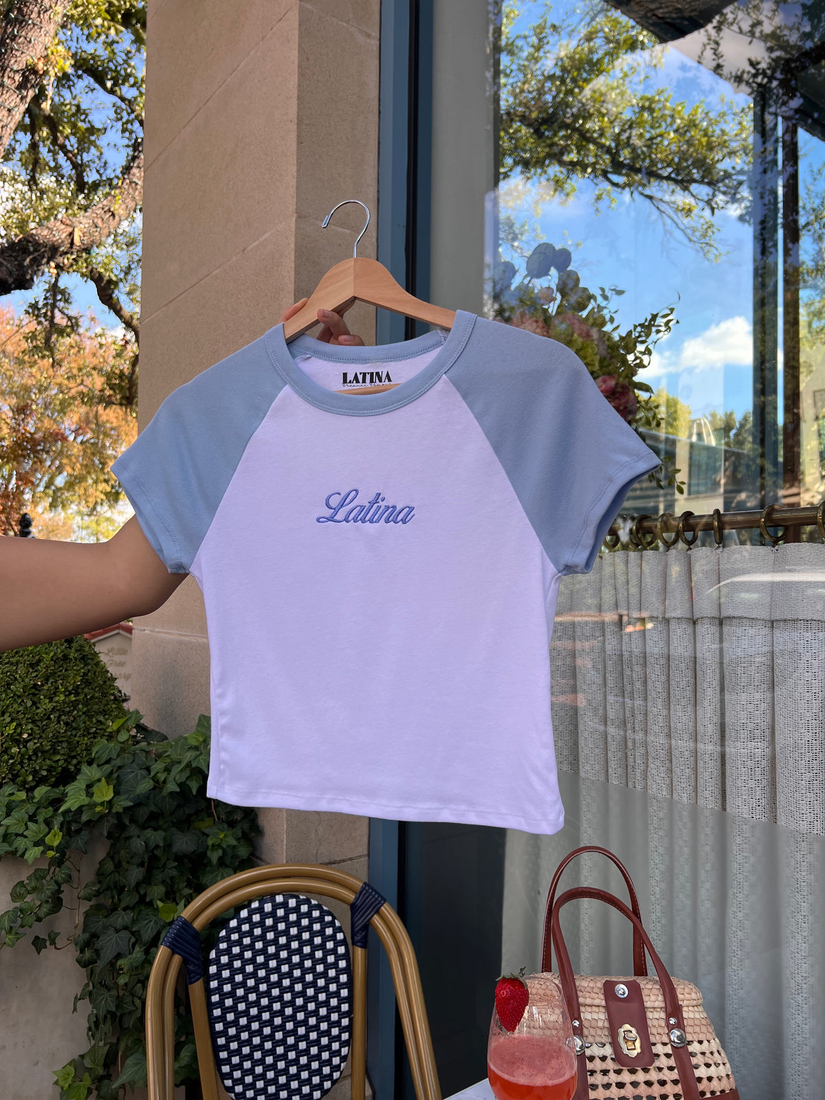 'Latina' Baby Blue Rib Baby Tee