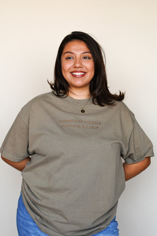 'Empowered Mujeres' Embroidered Shirt (Brown)
