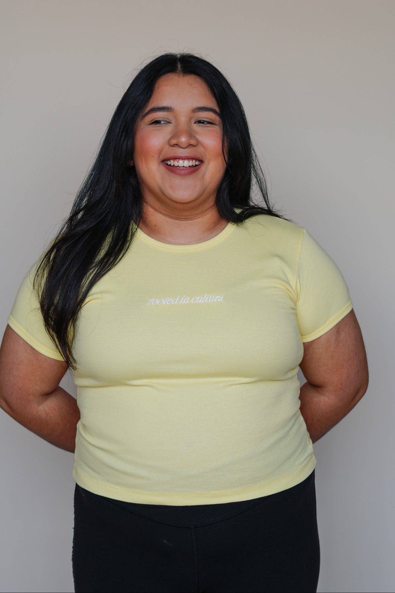 'Rooted In Cultura' Embroidered Yellow Baby Rib Shirt