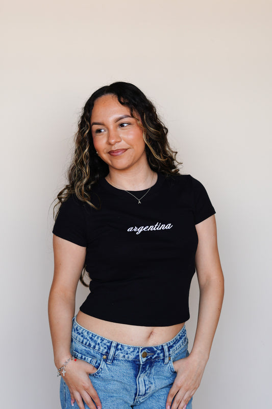 'Argentina' Embroidered Rib Baby Tee