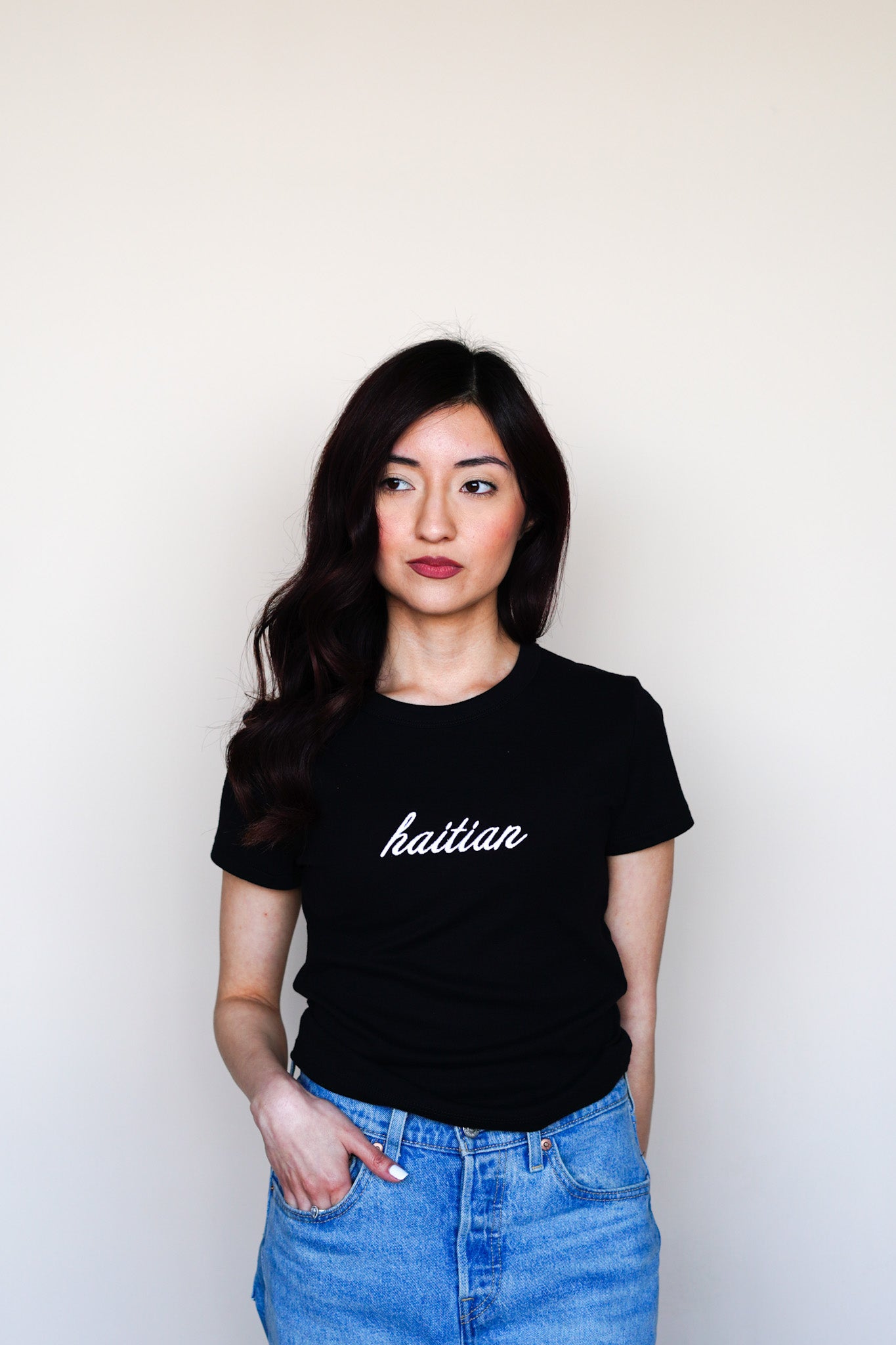 'Haitian' Embroidered Rib Baby Tee