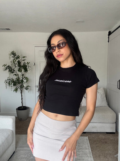 'Mexicana' Black Rib Baby Tee