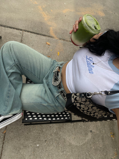 'Latina' Embroidered Rib Baby Tee