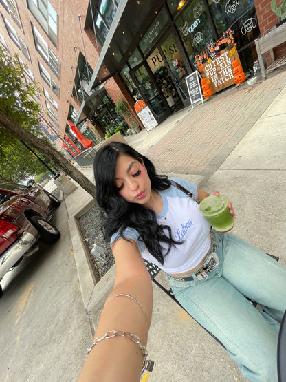 'Latina' Embroidered Rib Baby Tee