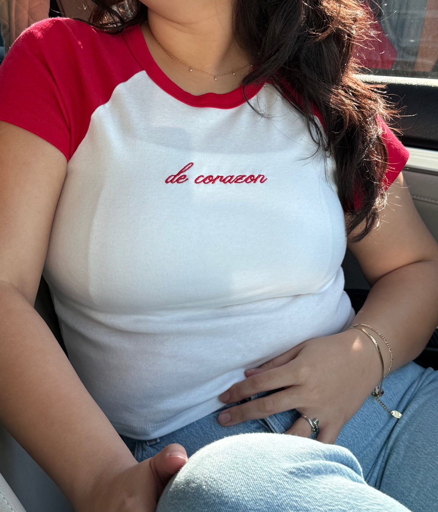 'De Corazon' Embroidered Baby Tee