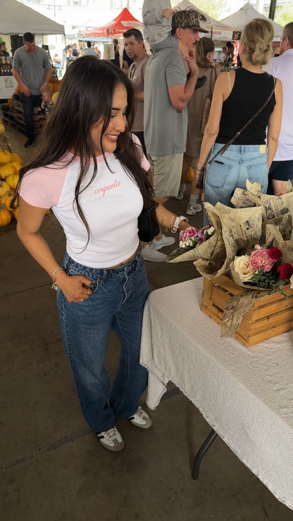 'Coqueta' Embroidered Rib Baby Tee