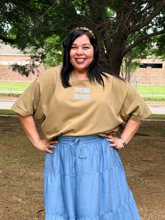 'Juntos Somos Más Fuertes' Embroidered Shirt