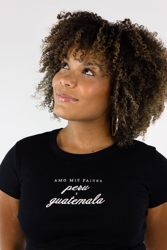 'Mis Países' Mixed Latina Rib Baby Tee