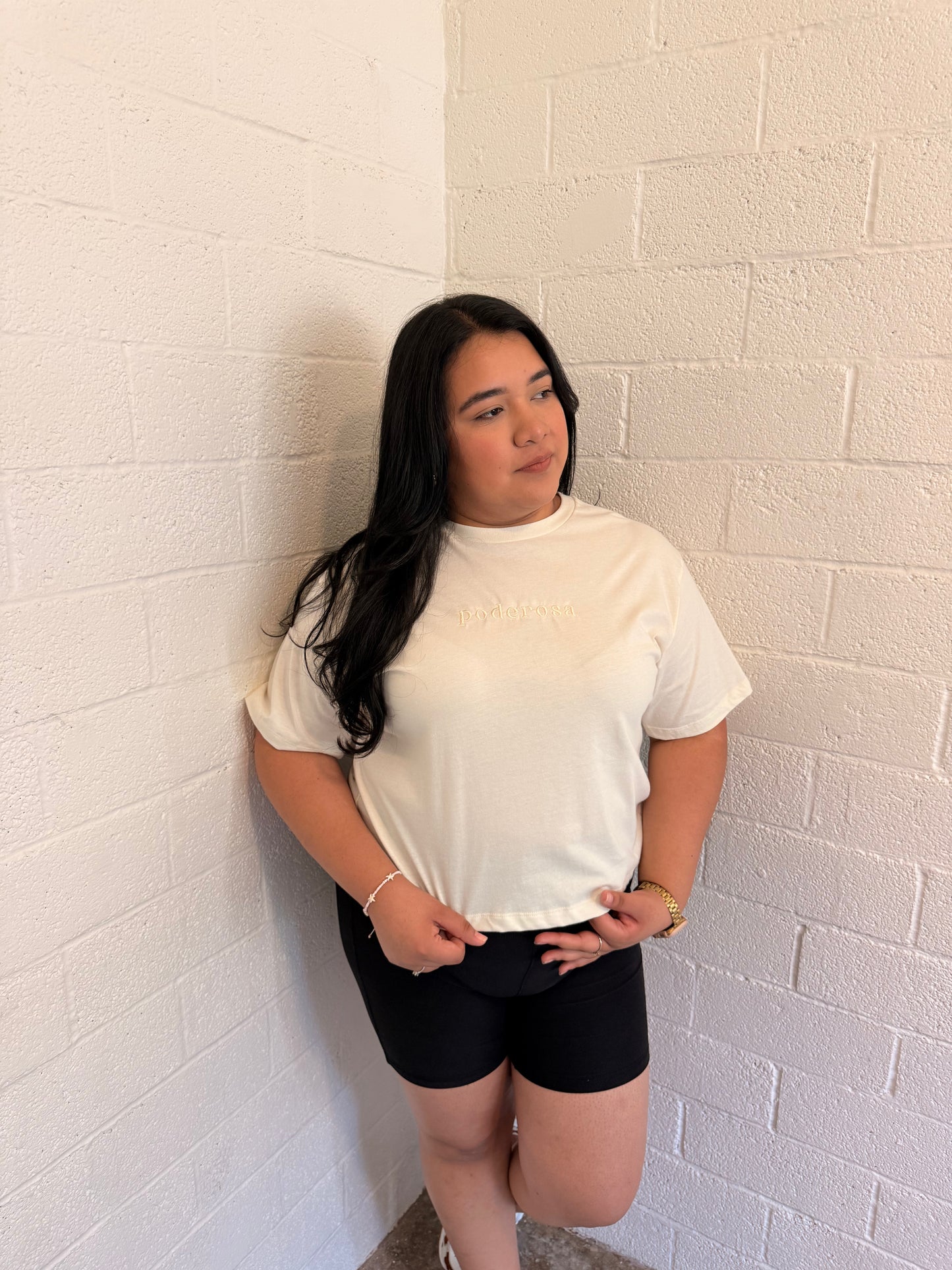 'Poderosa' Ivory Boxy Crop Top