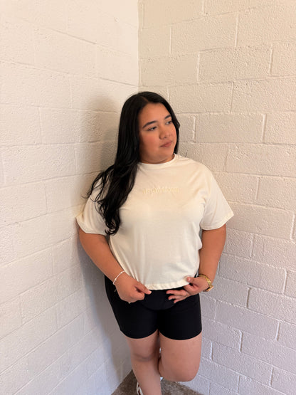 'Poderosa' Ivory Boxy Crop Top