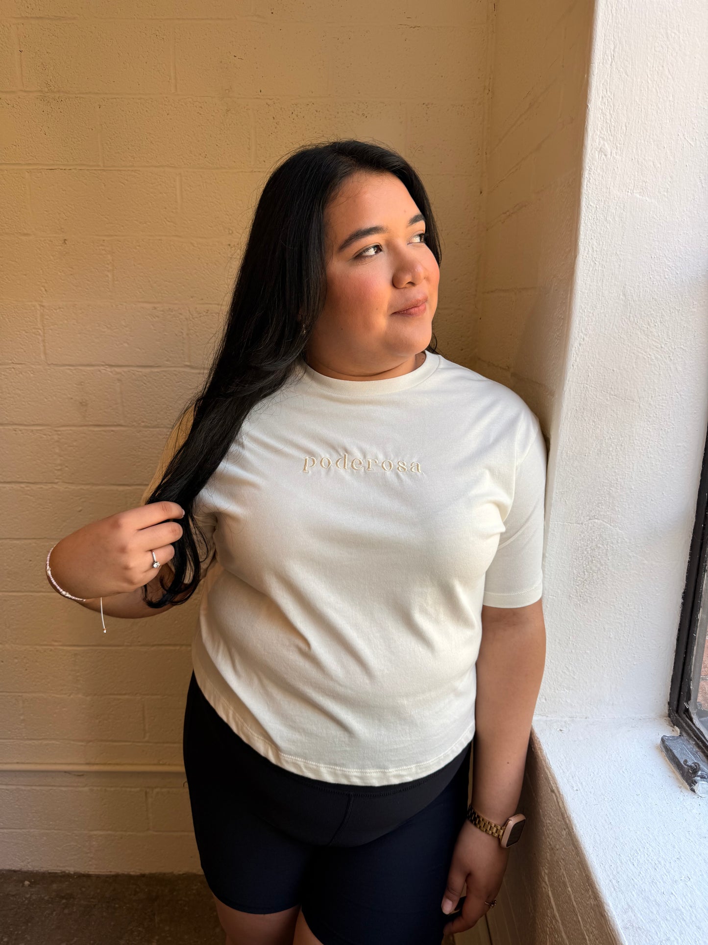 'Poderosa' Ivory Boxy Crop Top