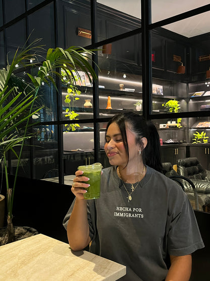 'Hecha Por Immigrants' Embroidered Grey Shirt