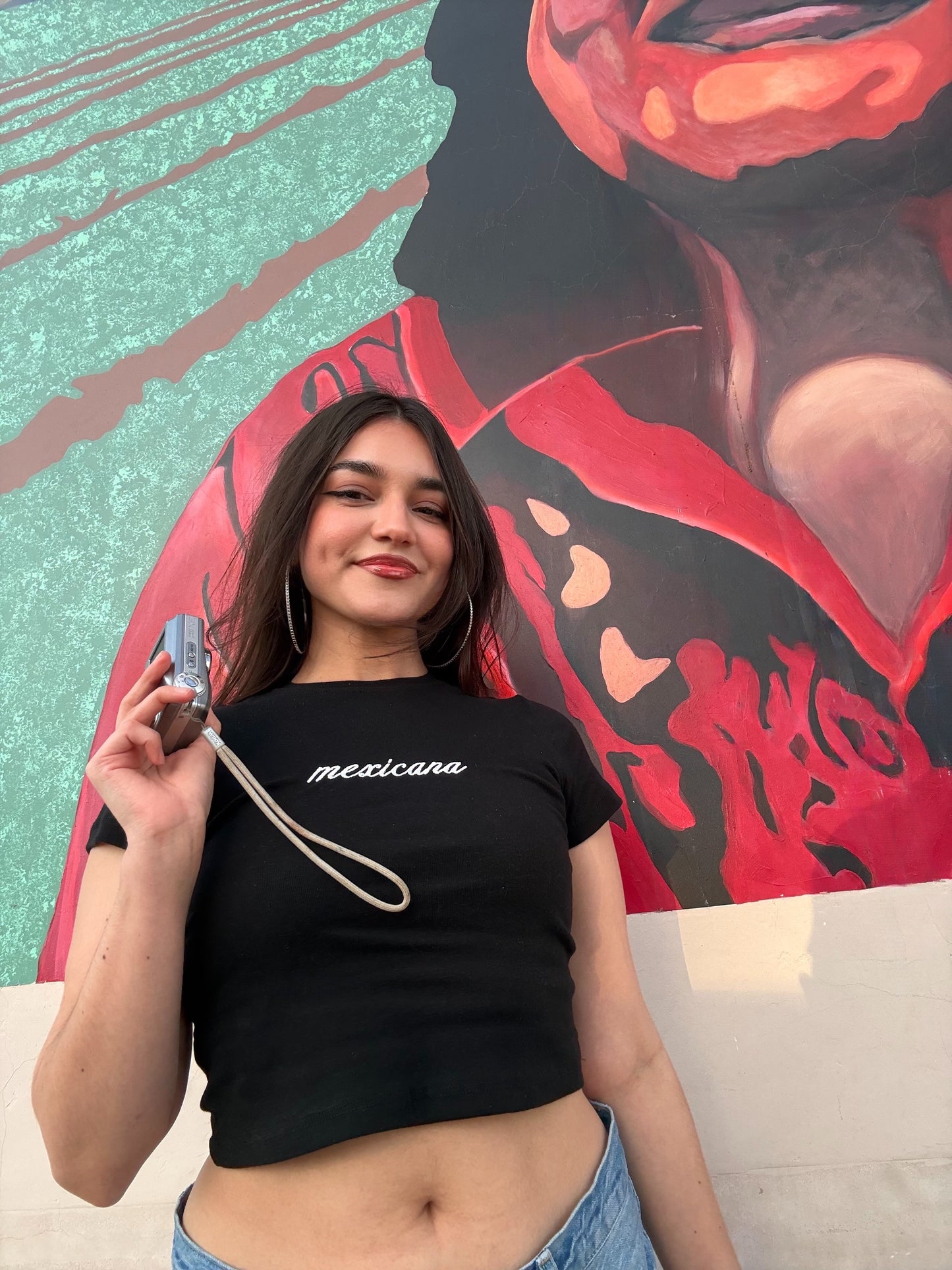 'Mexicana' Embroidered Rib Baby Tee