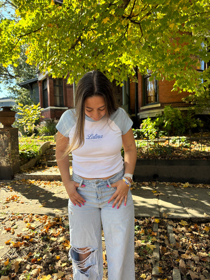 'Latina' Embroidered Rib Baby Tee