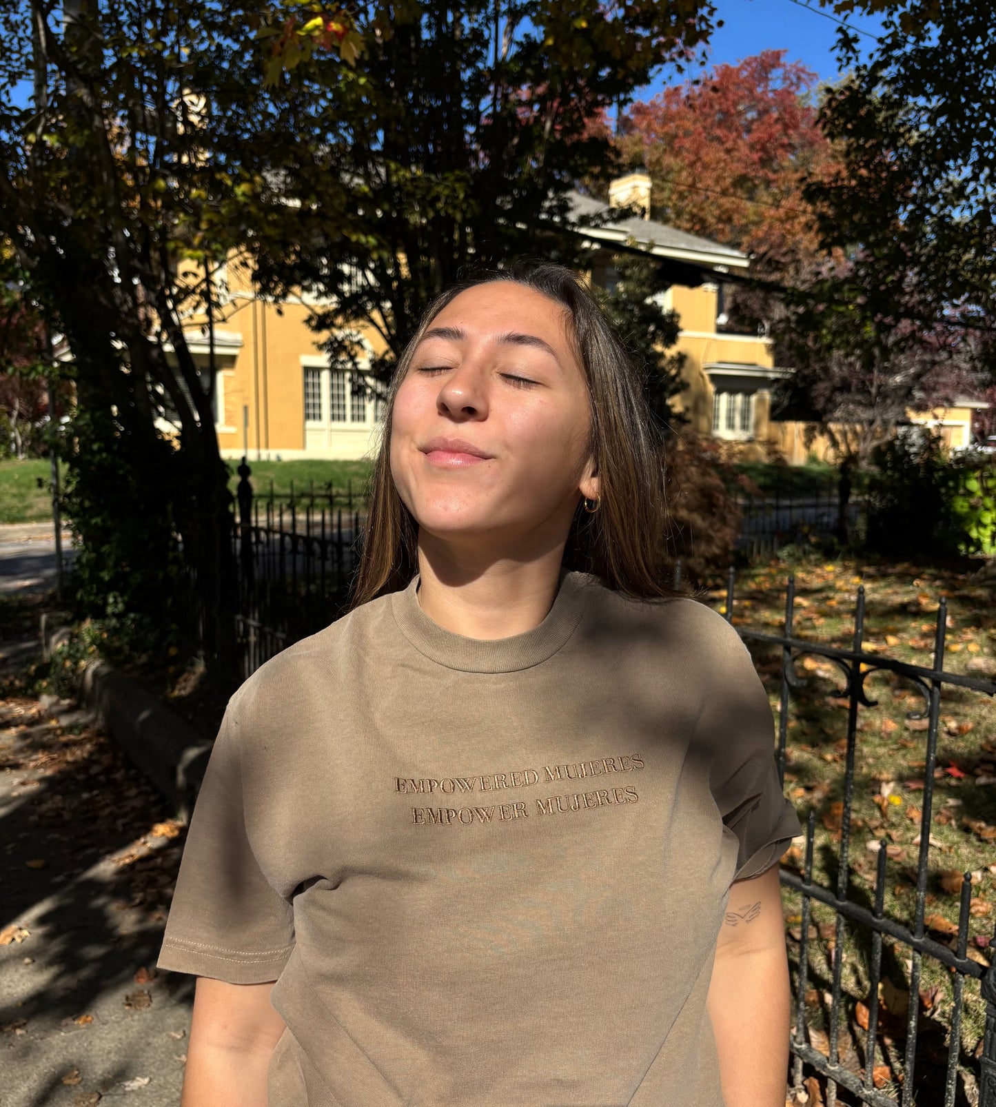 'Empowered Mujeres' Embroidered Shirt (Brown)