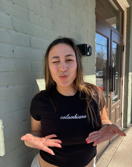 'Colombiana' Embroidered Rib Baby Tee