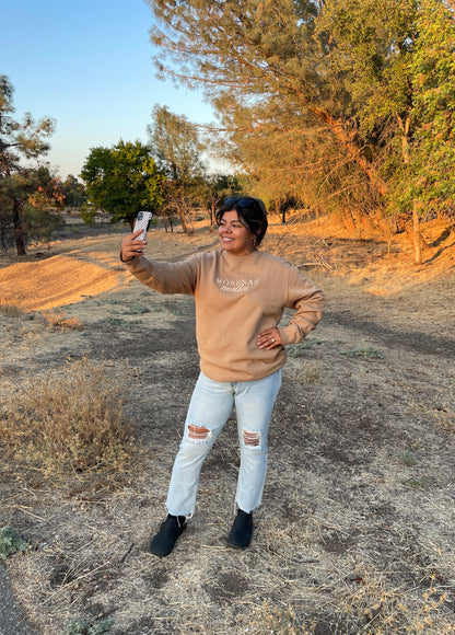 'Morenas Matter' Embroidered Beige Crewneck