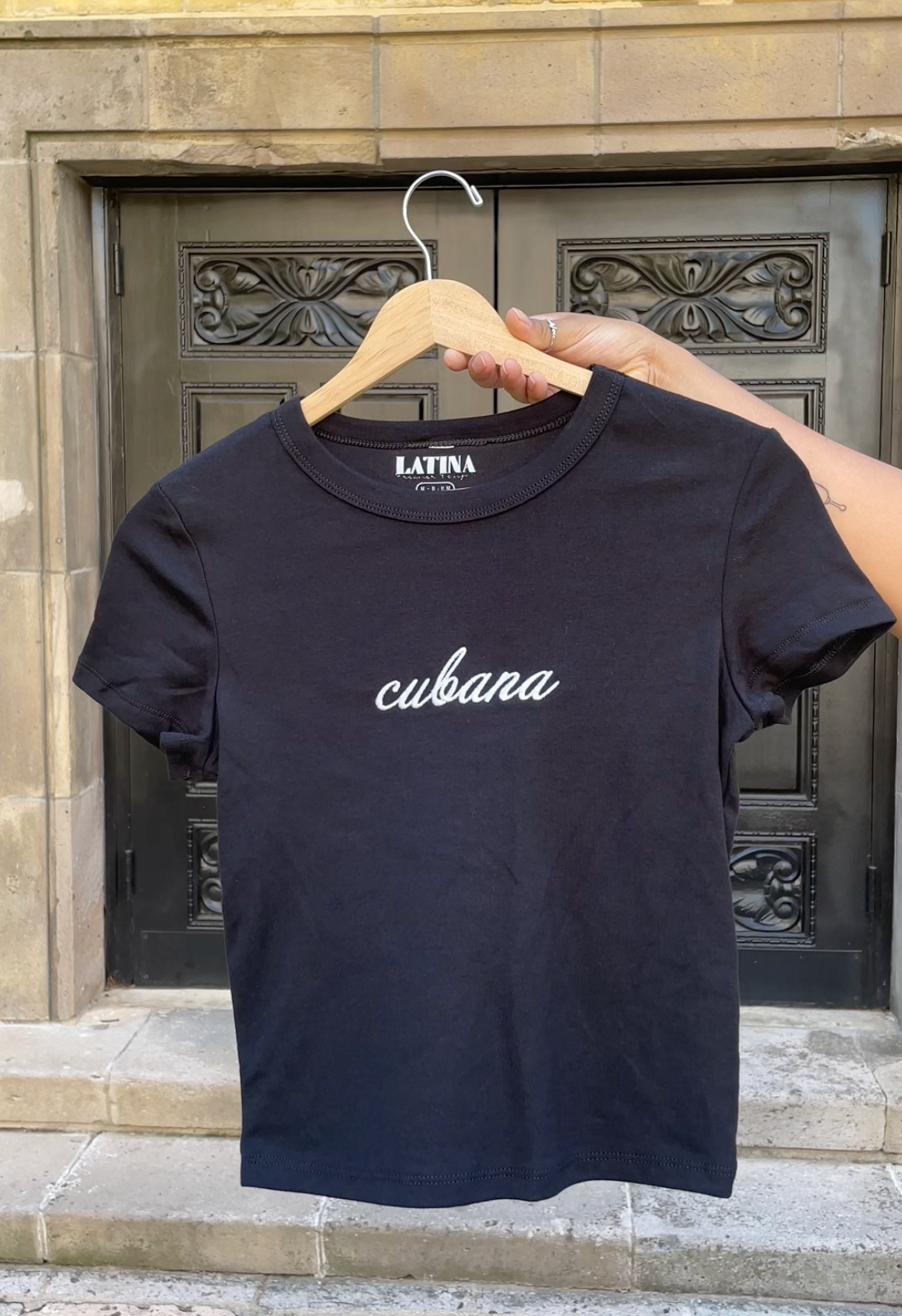 'Cubana' Embroidered Rib Baby Tee