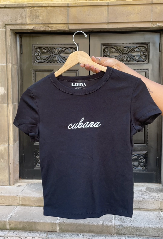'Cubana' Embroidered Rib Baby Tee