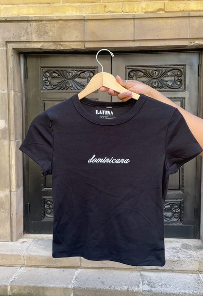 'Dominicana' Embroidered Rib Baby Tee