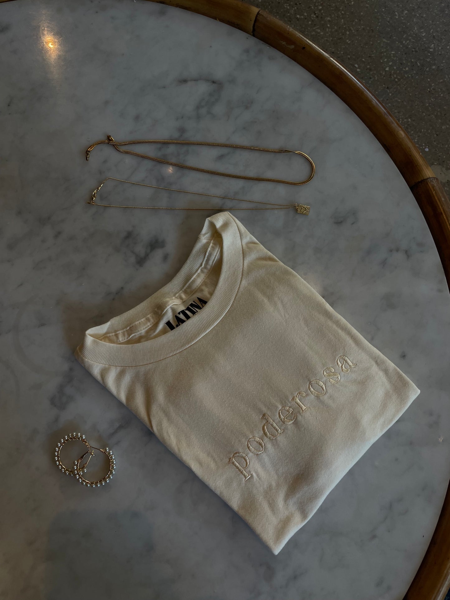 'Poderosa' Embroidered Ivory Boxy Crop Top